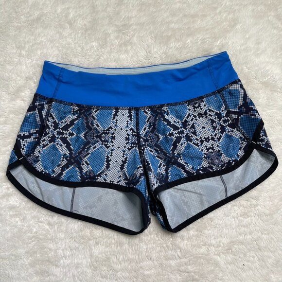 Lululemon Run Speed Shorts 4 Mini Ziggy Snake Caspian Pipe Dream Blue Snakeskin - Picture 6 of 9